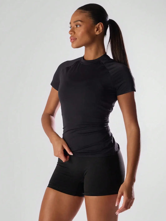 Women Slim Fit Sport Short Sleeve Running Tee For Workouts