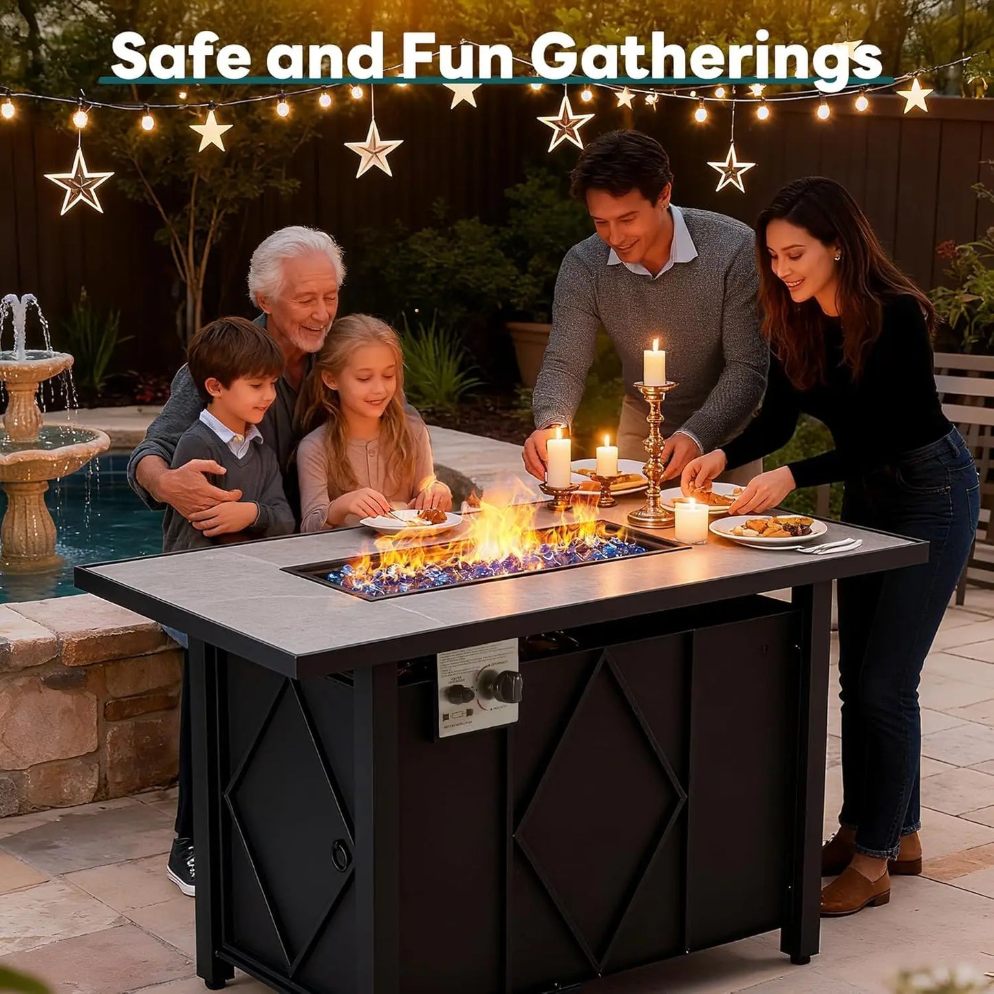 JHK Outdoor Propane Fire Pit Table CSA Certified 50000 BTU
