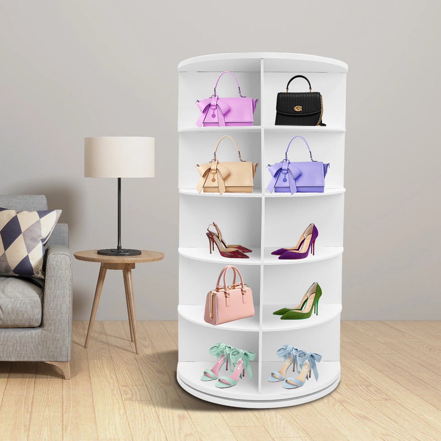 5 Tier 360 Degree Rotating Shoe Rack Organizer Space Saving