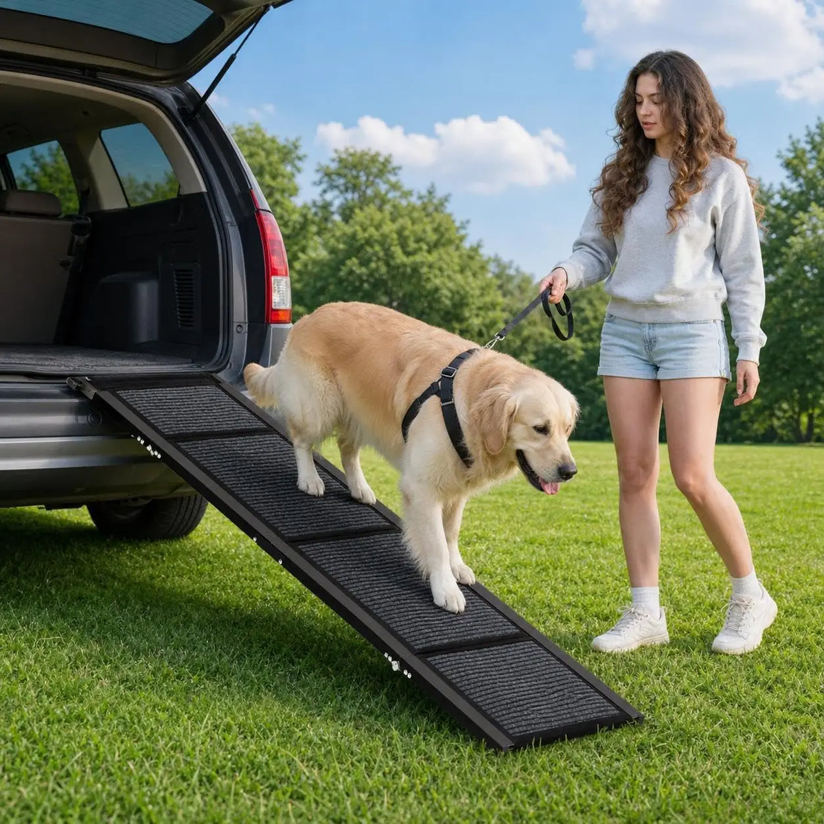 Heavy-Duty Folding Dog Car Ramp for Large Dogs