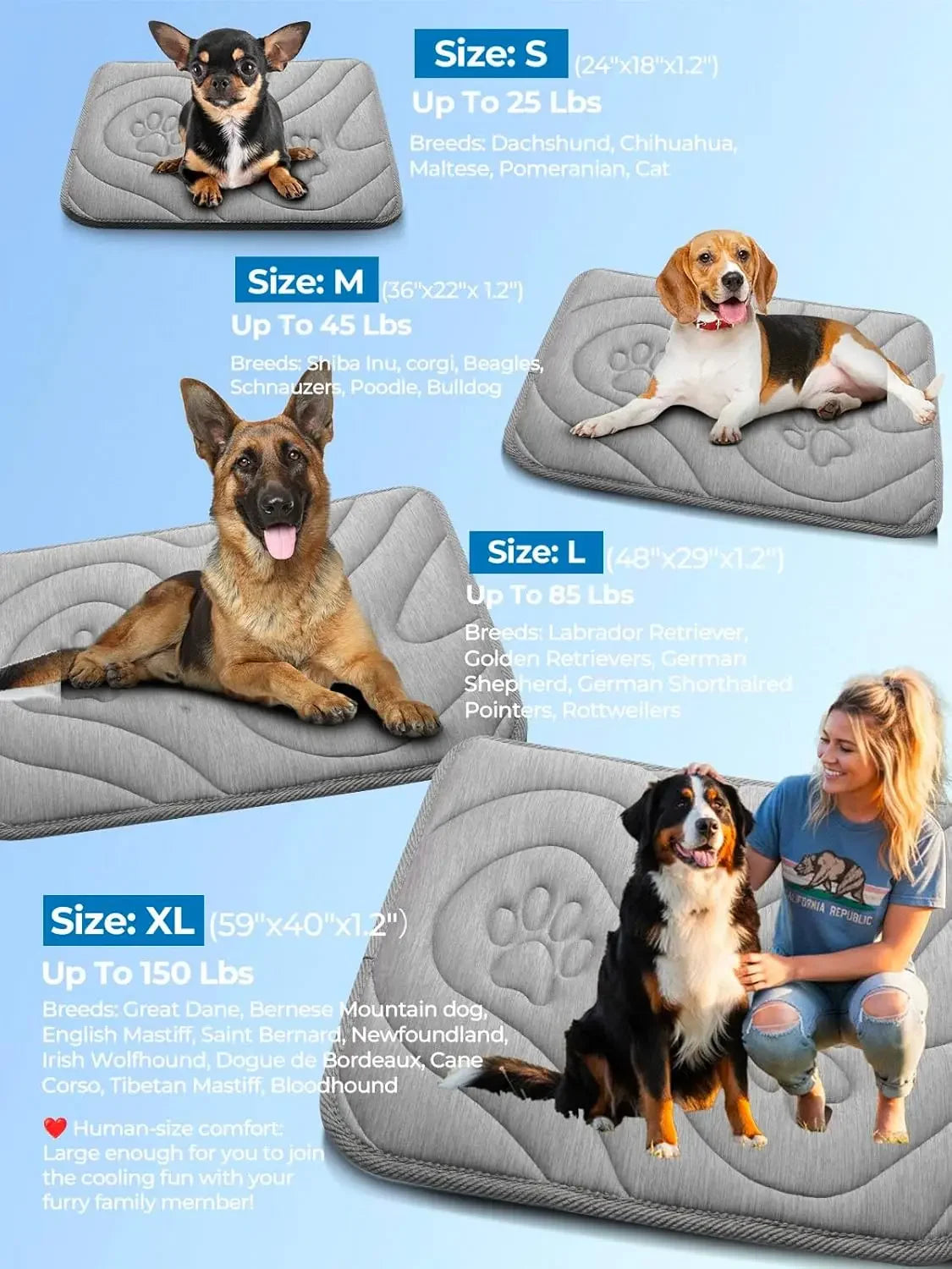 Pet Cooling Mat Q-MAX 0.5 Anti Slip Orthopedic Washable Portable