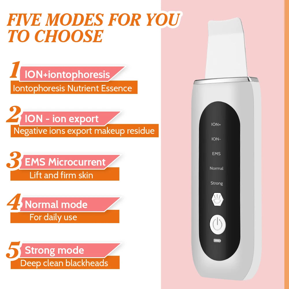 Ultrasonic Skin Scrubber Deep Pore Cleaner Facial Cleansing Tool