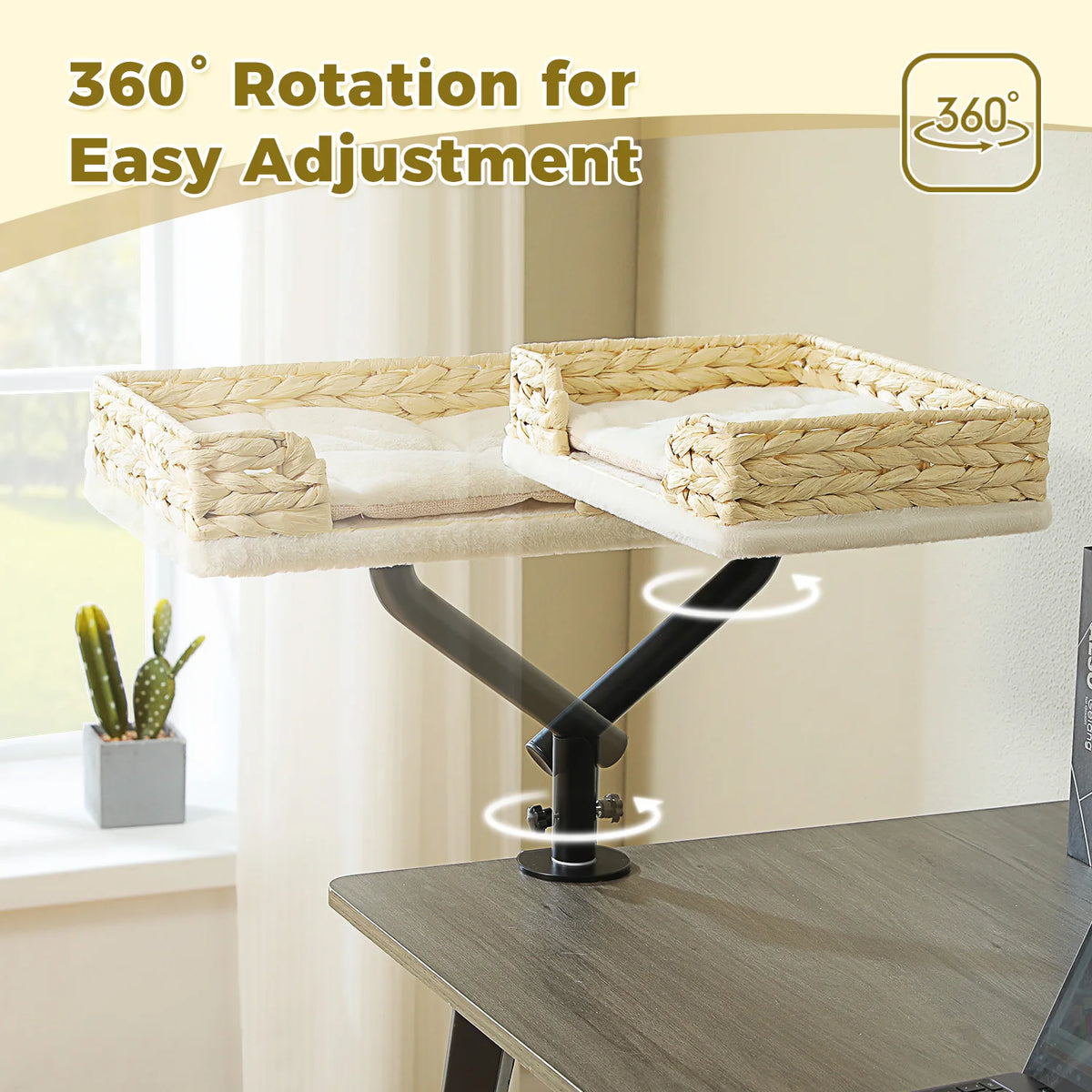 Clamp-On Rotating Cat Desk Bed