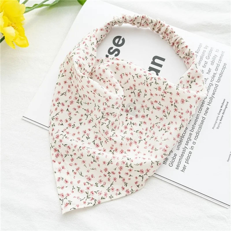 Summer Vintage Print Flower Beach Bandana Hair Scarf Fashion Elastic Rubber Headbands for Women Girl Hair Accessories