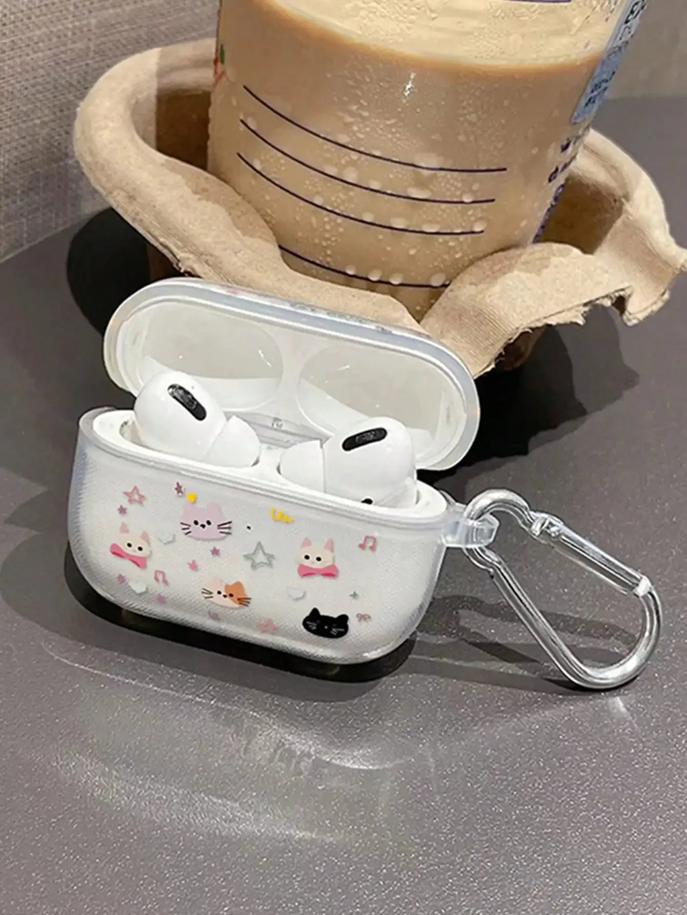 Cat Pattern Transparent Earphone Case For AirPods Pro