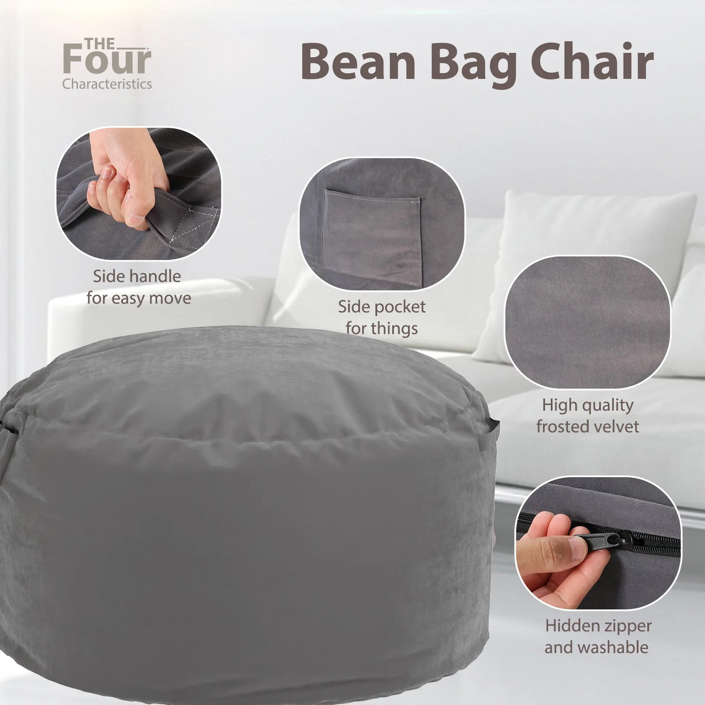 JHK Bean Bag Chair For Gaming And Reading Foam Filled