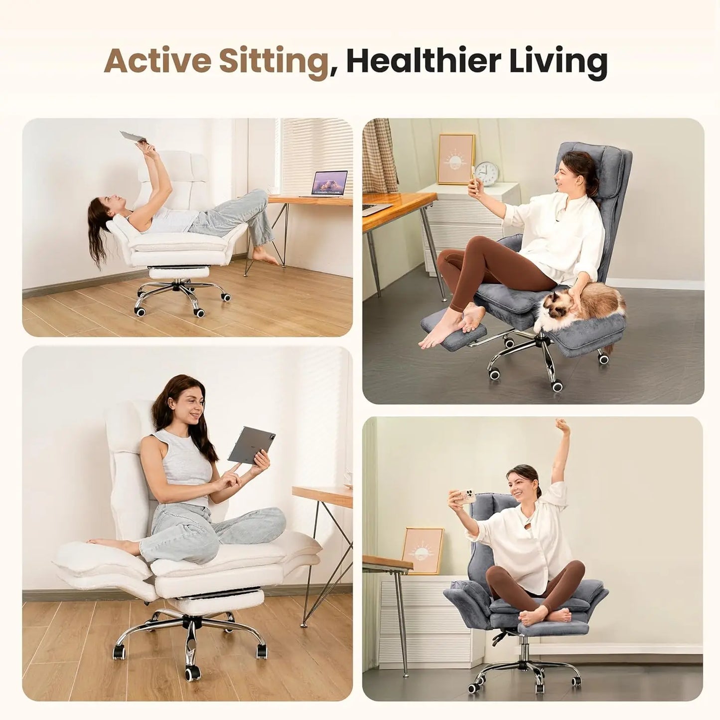 Ergonomic Reclining Office Chair With Flip Armrests And Footrest