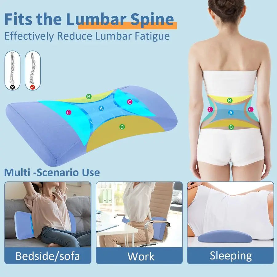 Memory Foam Back Pain Support Pillow With Cooling Gel Sciatica