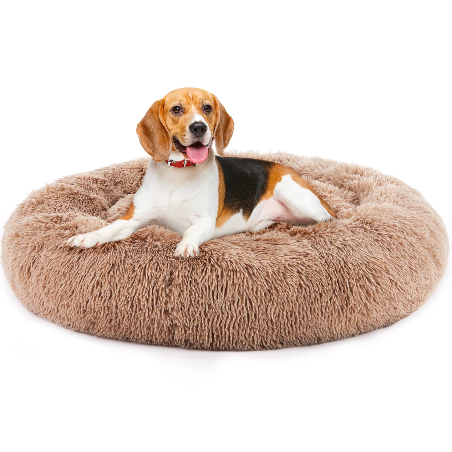 JHK Calming Dog Bed Washable Round Plush Faux Fur