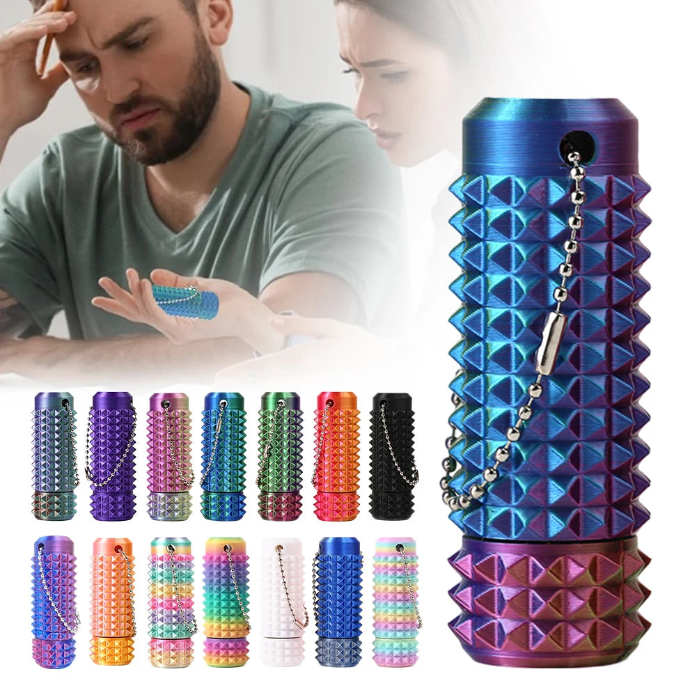 Spiky Grippie Stim Keychain 3D Printed Calming Keychain Roller Spiky Grippie Stim Keyring for  and Boost Focus