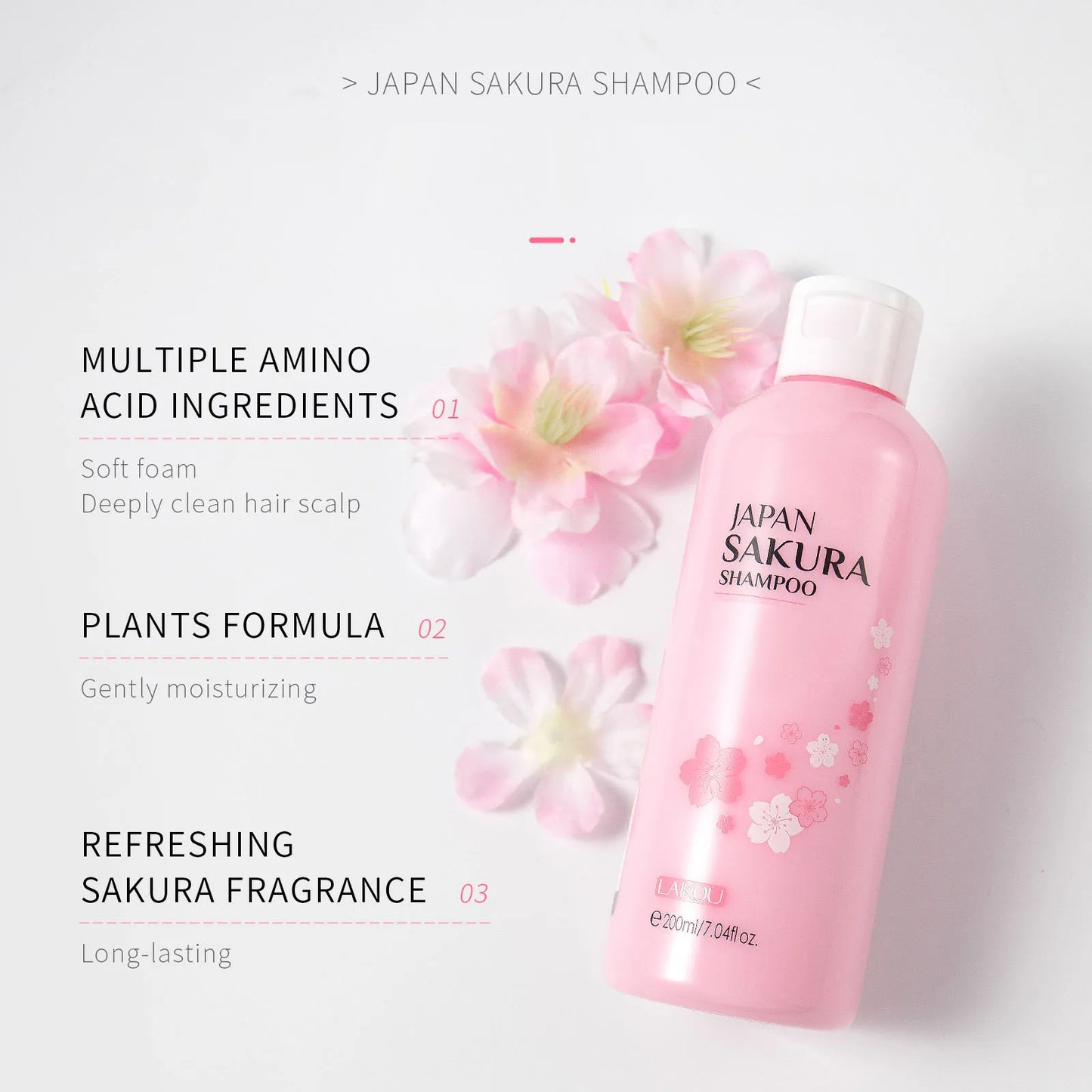 LAIKOU Japan Sakura Body Wash And Shampoo Set Deep Cleansing