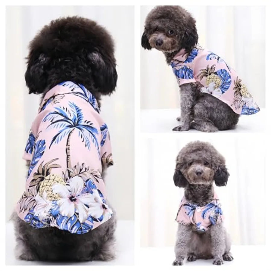 Pet Shirt Summer Breathable Pet Dog Hawaiian Costume Pet Cat Sunglasses Hawaii for Pink
