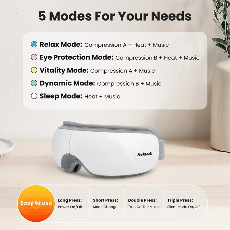 Eye Massager With Heat Bluetooth For Migraine Relief