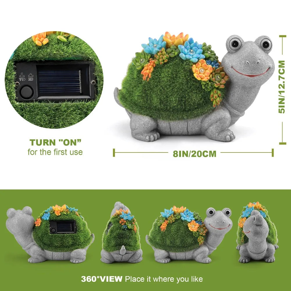 Solar Garden Turtle Elephant Dragon Statue Light Decor For Outdoor