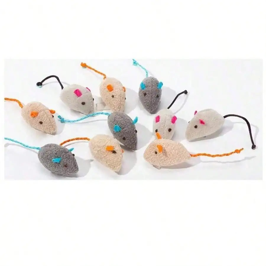Rattle Faux Fur Mouse Cat Toys, Multi-Pack