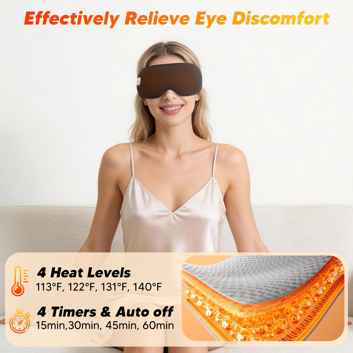 Heated 3D Blackout Sleep Mask with Memory Foam