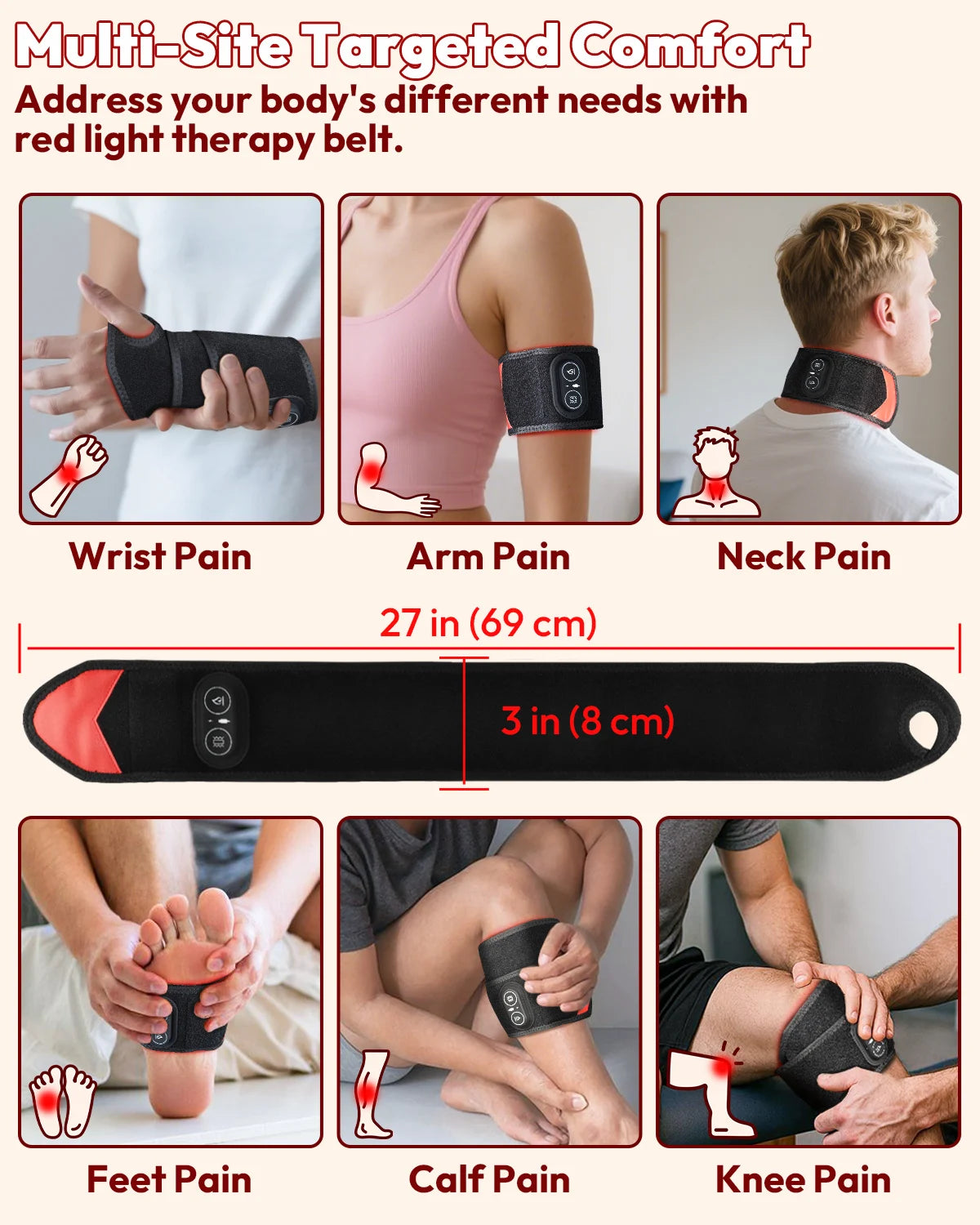 Red Light Therapy Wrap With Heat Vibration Infrared LED Pad