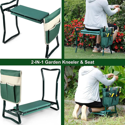 Folding Garden Kneeler and Seat with Tool Pouch