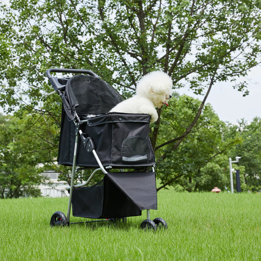 Foldable 3-Wheel Pet Stroller for Small Dogs and Cats