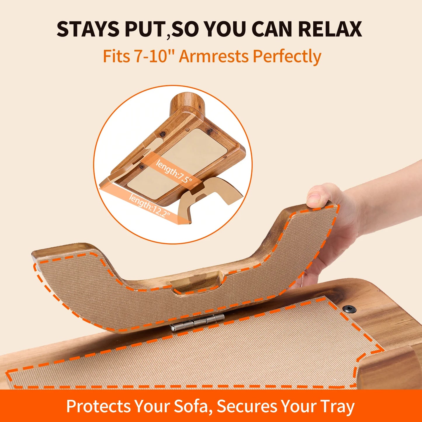 JHK Foldable 3 In 1 Clip Sofa Armrest Tray with 360° Rotating Phone Holde Couch Cup Holder Tray Anti-Slip Couch Arm Table for Drink Snacks