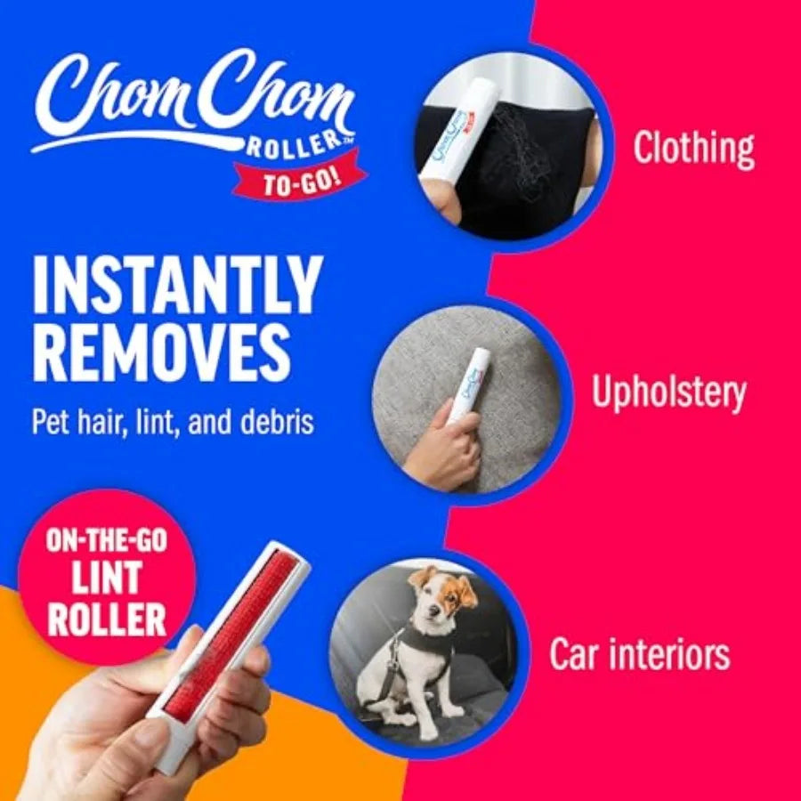 Reusable Lint Roller Pet Hair Removal Tool for Clothes, Couches, Cars, Travel - Cat Dog Hair Remover, Compact, No Sticky Refill