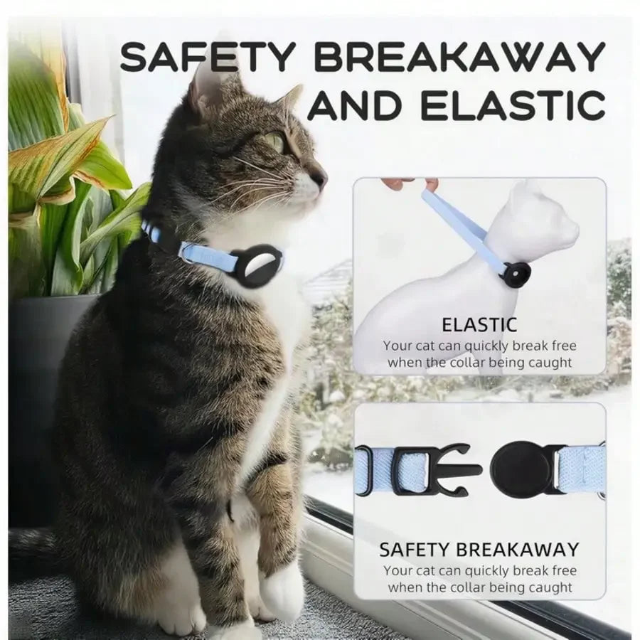 Breakaway Reflective Cat Collar With AirTag Holder And QR ID Tag