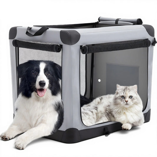JHK Foldable Soft Dog Crate Portable Kennel With 3 Doors Indoor