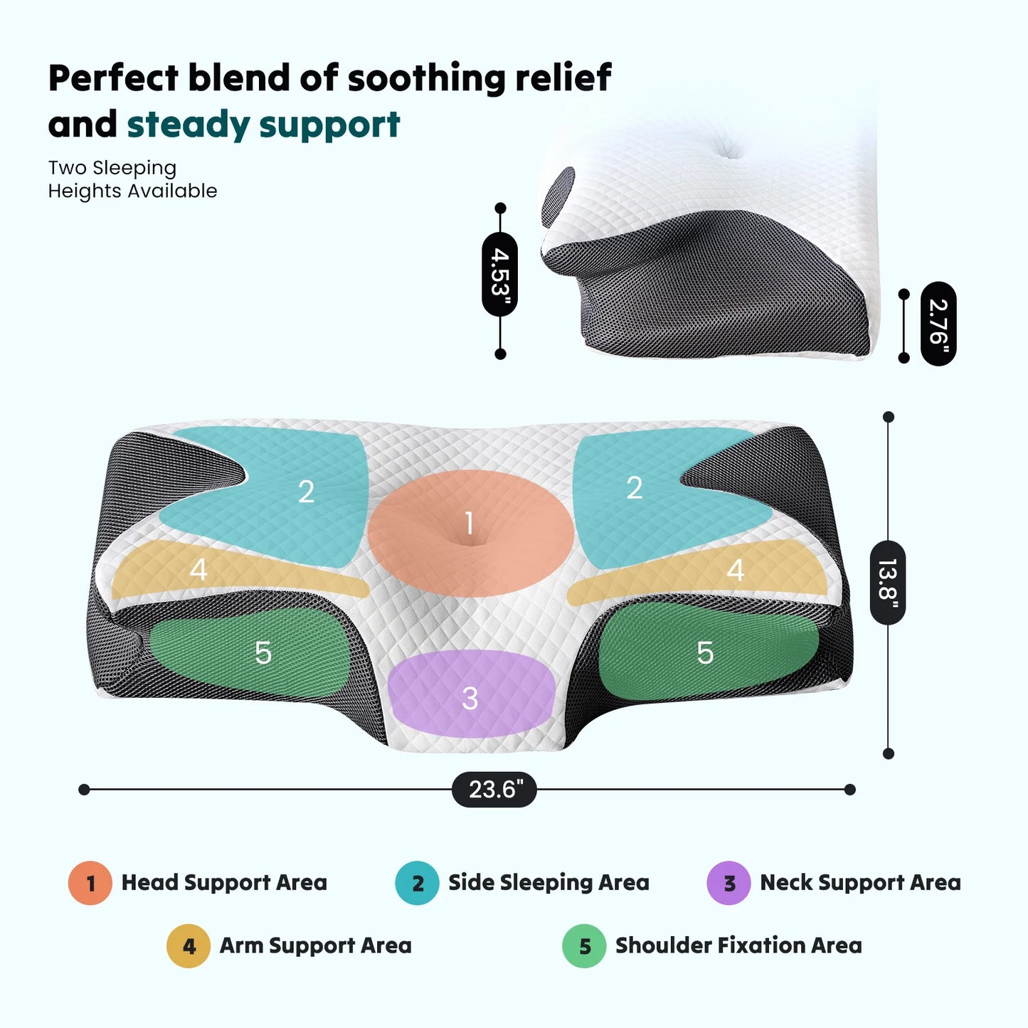 JHK Cervical Memory Foam Neck Pillow With Cooling Pillowcase