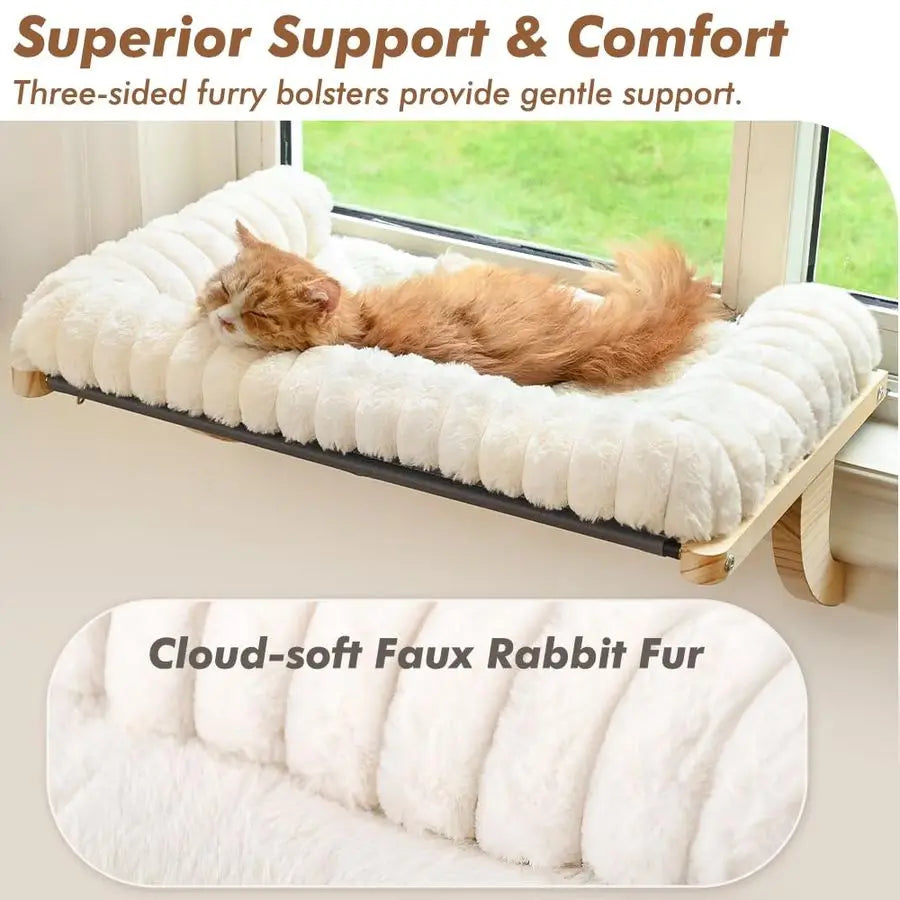 Cat Window Perch With Zippered Cushioned Bed And Sturdy Frame
