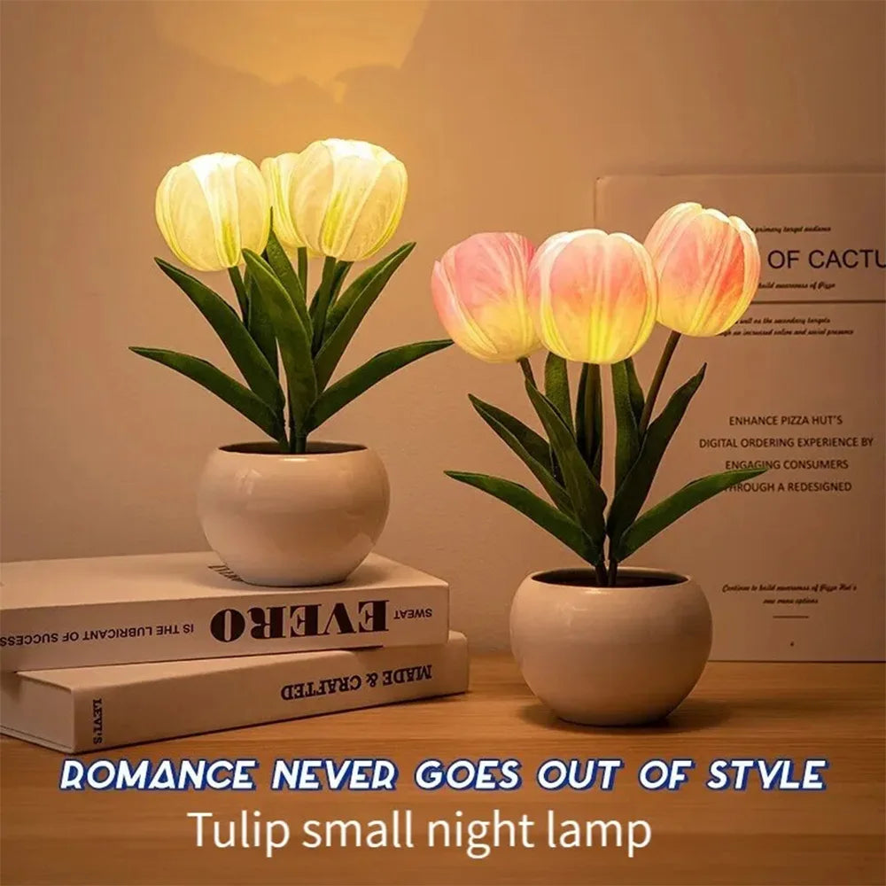 LED Tulip Night Light Lamp For Desk And Room Decor