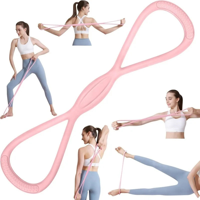 Figure 8 Resistance Bands with Handles Elastic Fitness Exercise Bands for Home Gym Yoga Workout