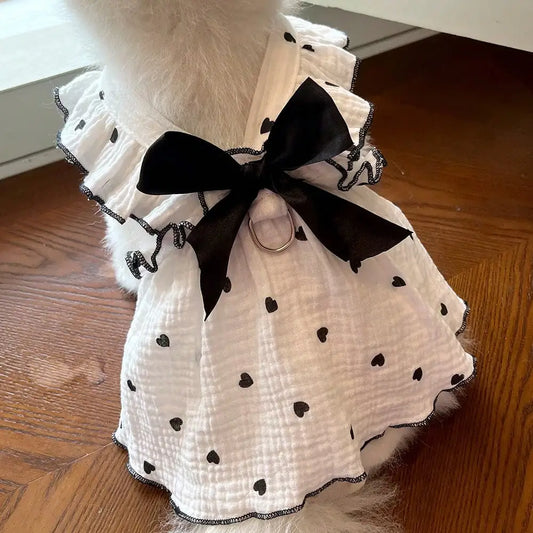 Heart Print Dress for Small Dogs and Cats