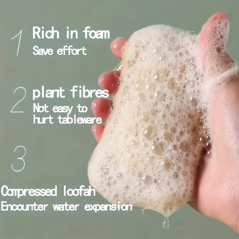 6pcs Natural Loofah Exfoliating Sponges - Gentle Body Scrubber for Shower & Bath, Bamboo Fiber Cleaning Pads 2042