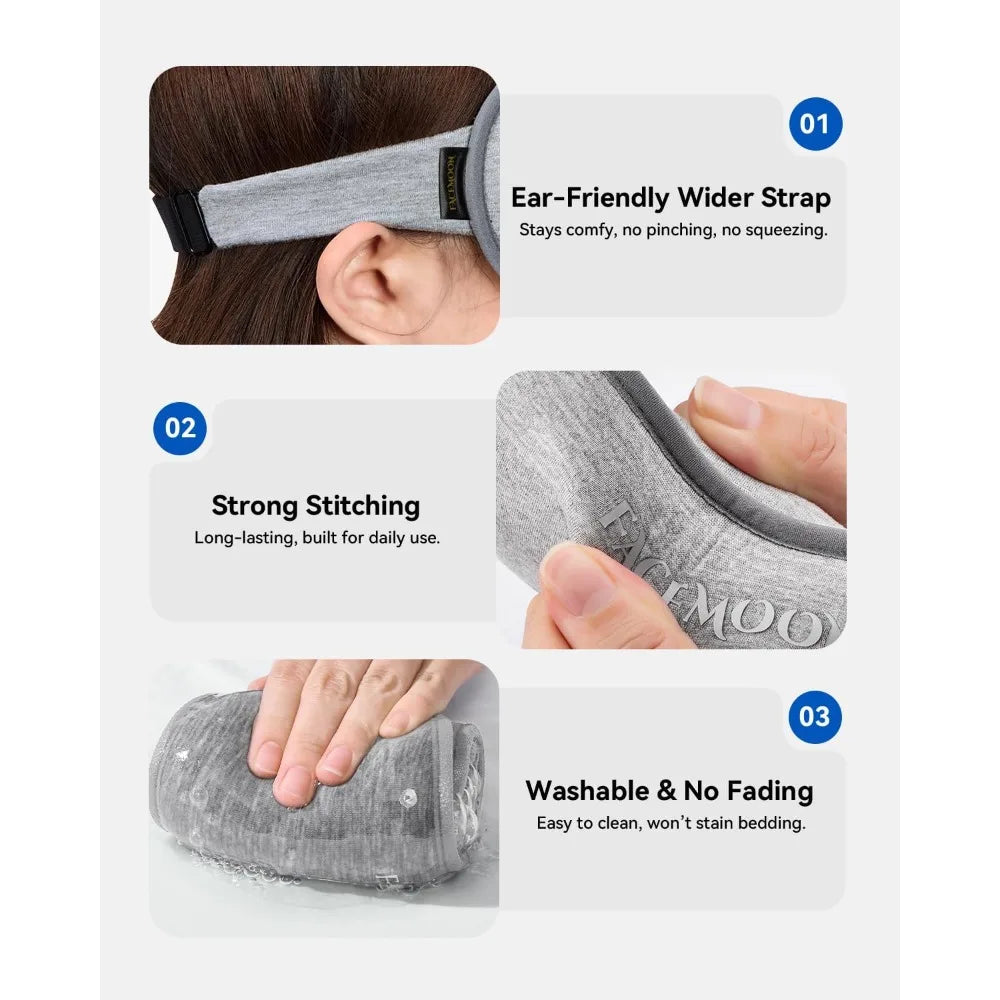 Weighted Eye Mask for Sleeping 3D Contoured Blackout Sleep Mask for Men Women Zero Pressure on Eyes Lash-Friendly Adjustable Strap for Side Sleepers Travel Essential for Long Flights Road Trips Airplane Nap Meditation