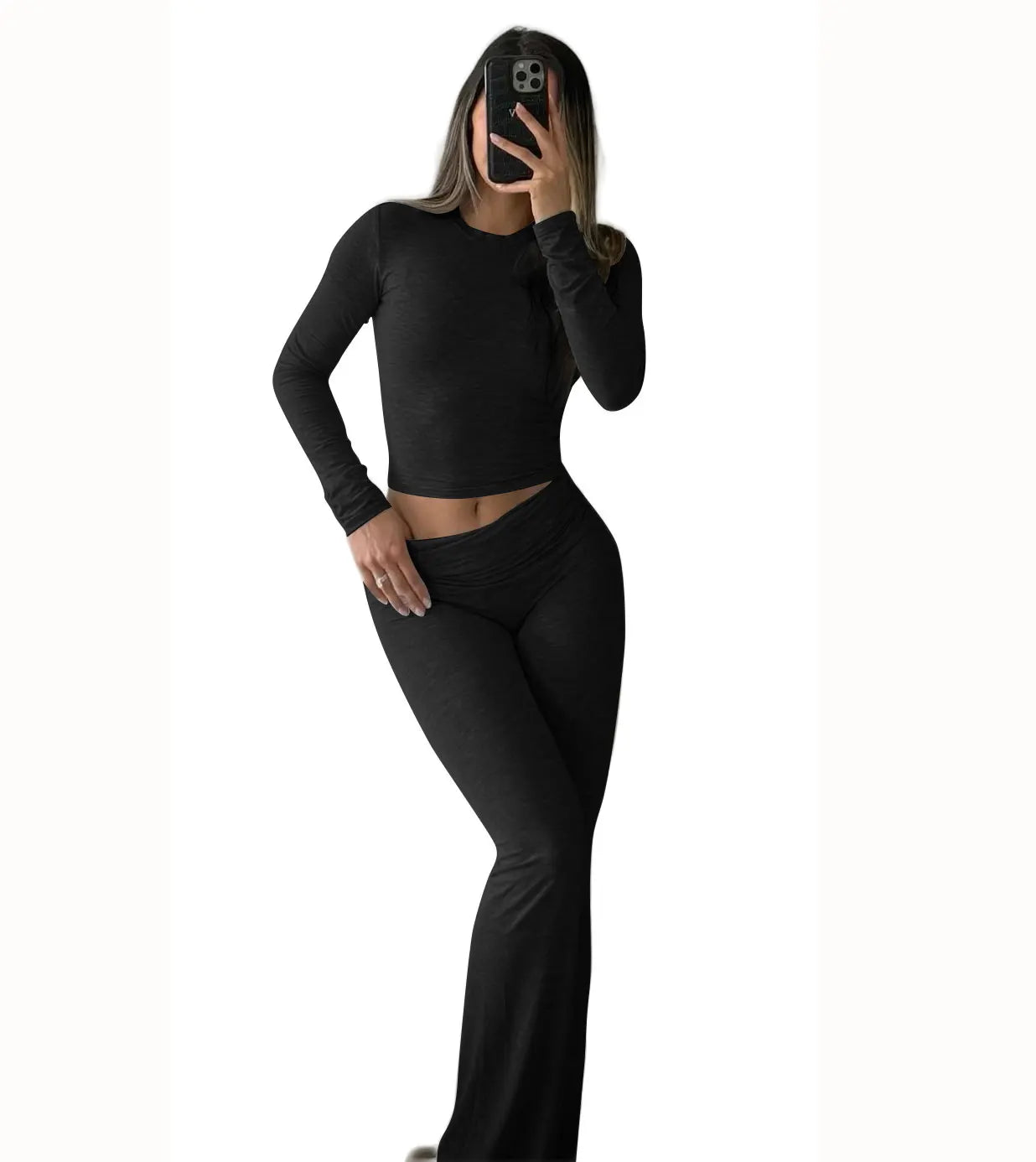 Women's Yoga Two-Piece Set Long Sleeve Wide-Leg Activewear