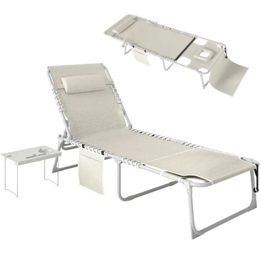 Folding Chair With Adjustable Height Cushioned Seat Swivel