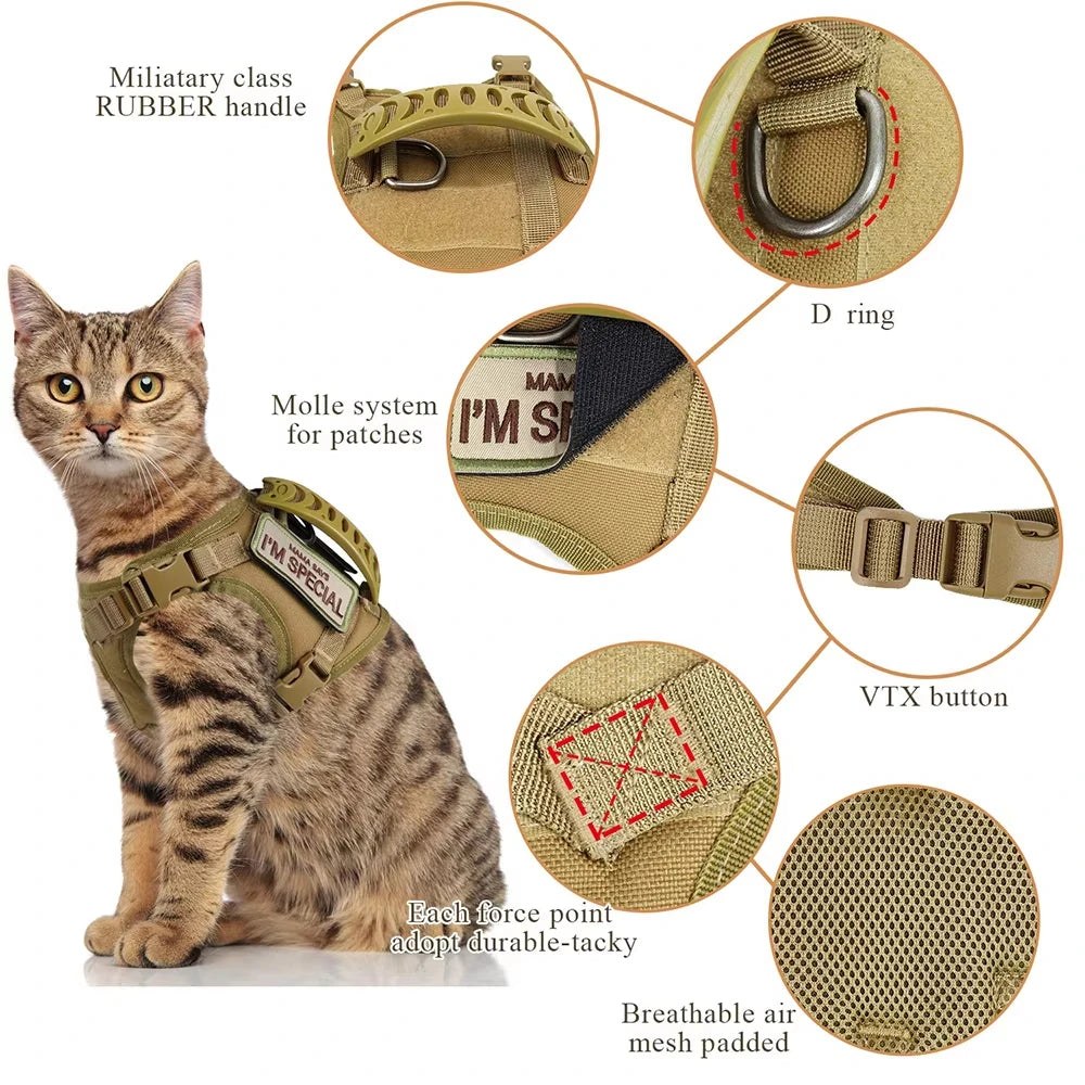 Tactical Cat Harness And Leashes For Small Dog Puppy Vest Straps with Handle Harnesses Training Adjustable Pet Accessories