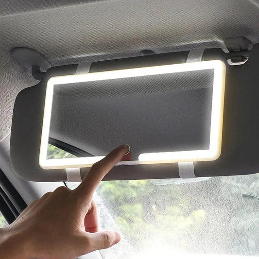 LED Car Visor Makeup Mirror with Touch Dimming
