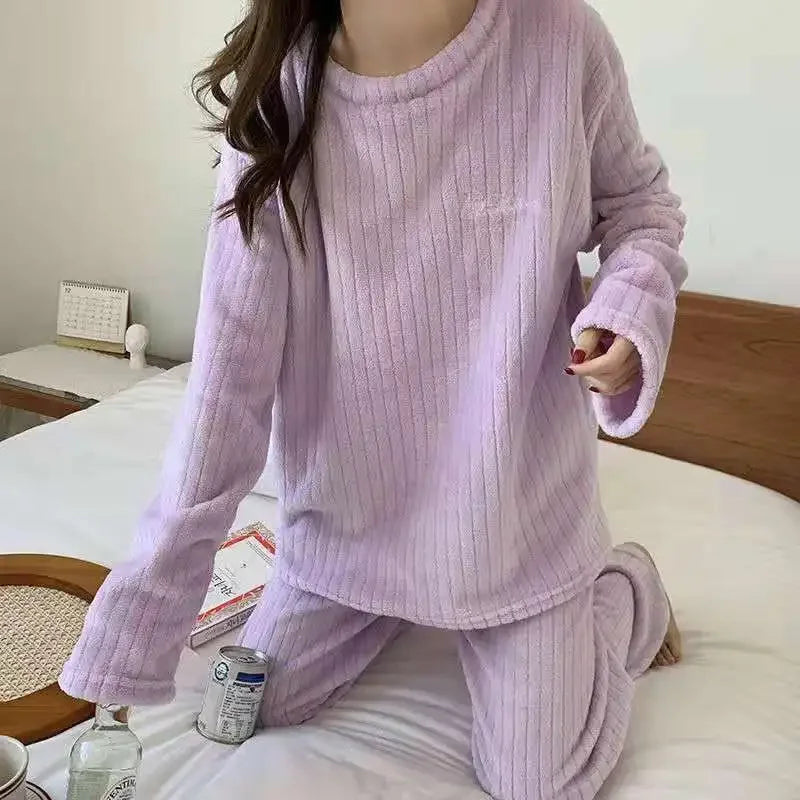 Winter Women's Pajama Set Coral Velvet Padded Homewear