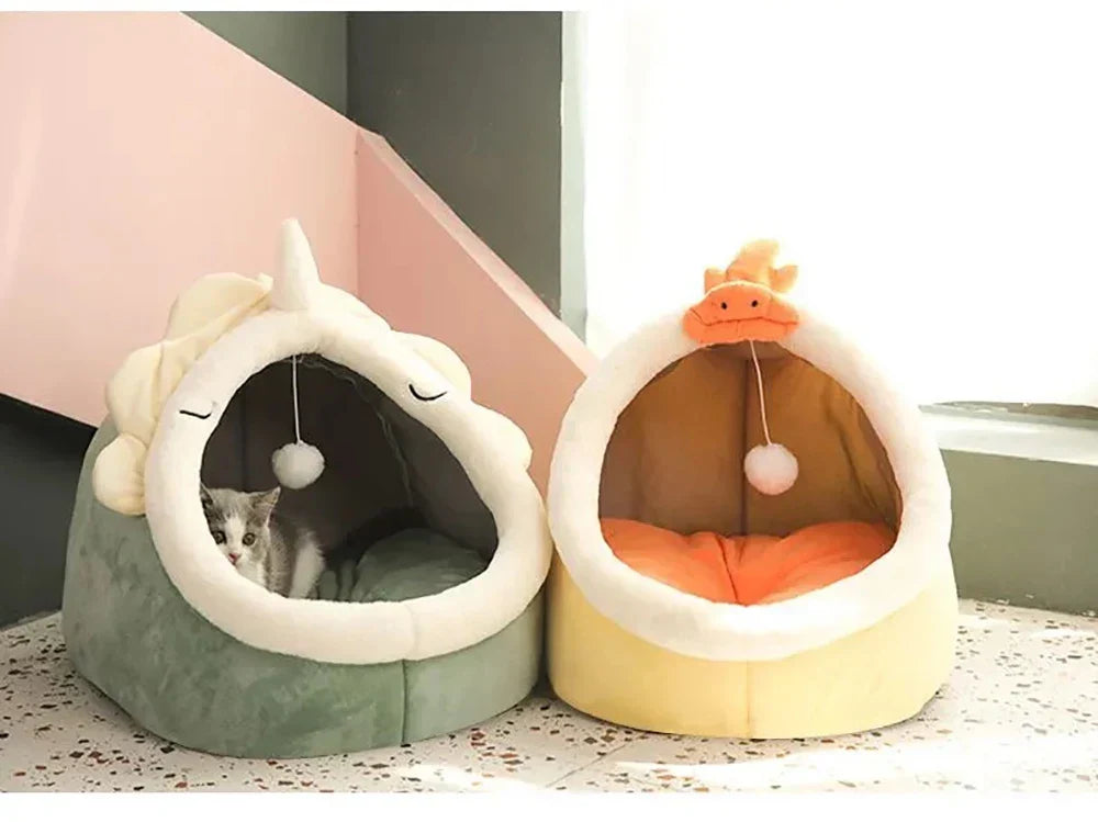 Cozy Cave Cat Bed With Soft Foldable Cushion Machine Washable