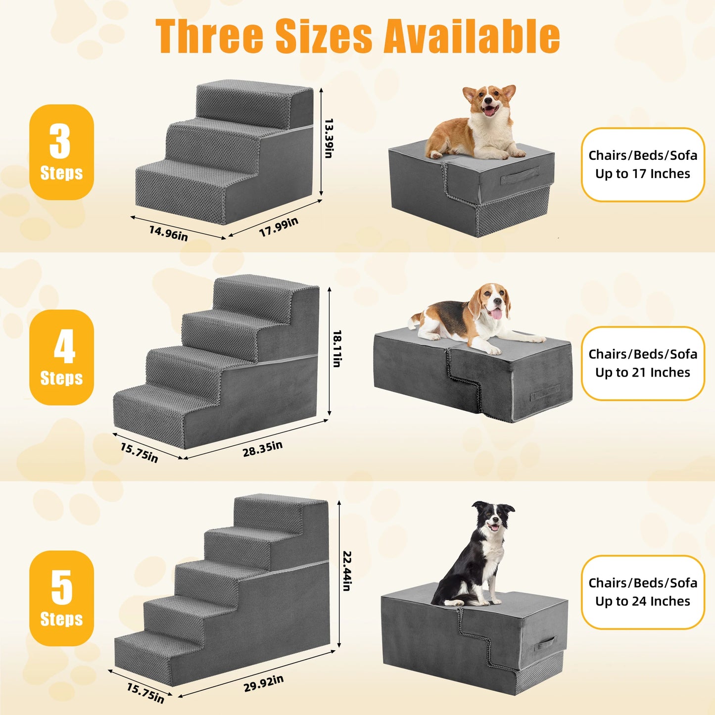 Right Angled Foam Dog Stairs Ramp For Small Dogs Indoors