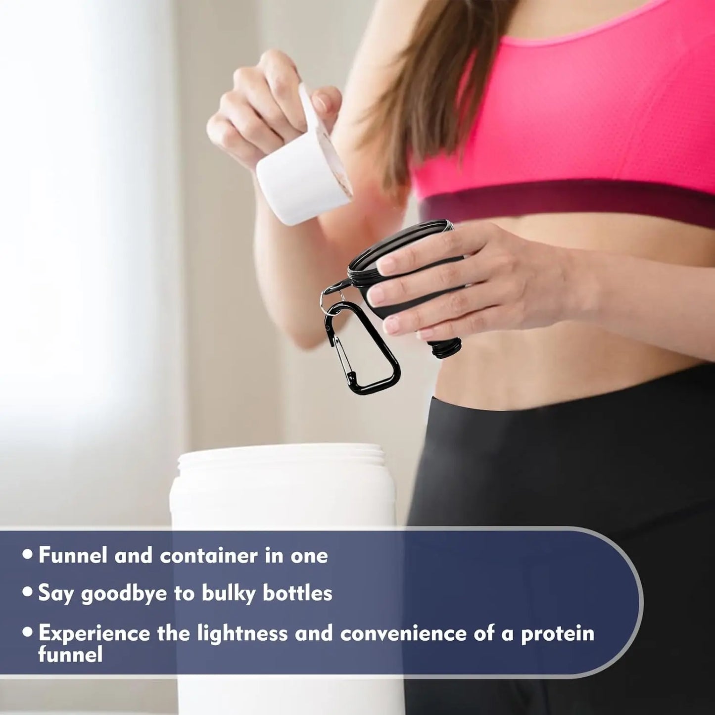 Portable 2-In-1 Protein Powder Container And Funnel For Travel