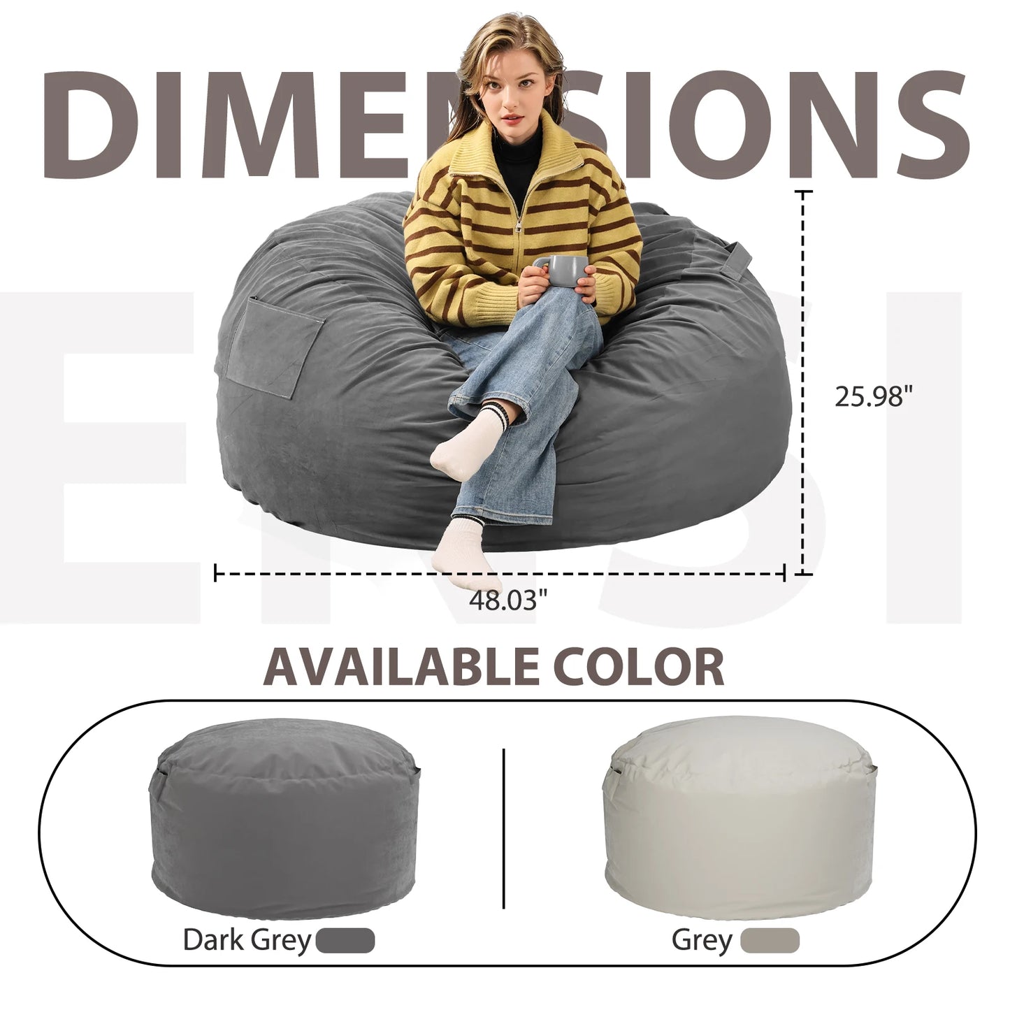 JHK Bean Bag Chair For Gaming And Reading Foam Filled