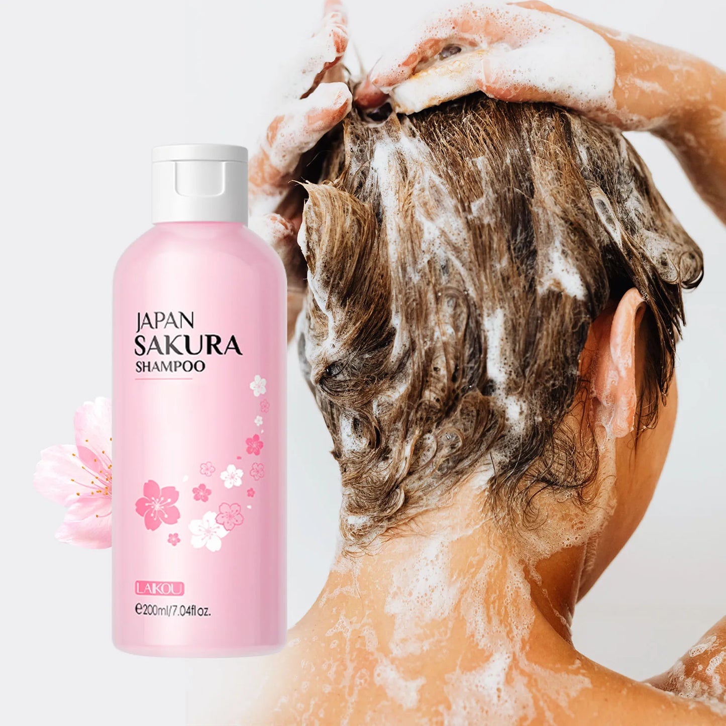 LAIKOU Japan Sakura Body Wash And Shampoo Set Deep Cleansing