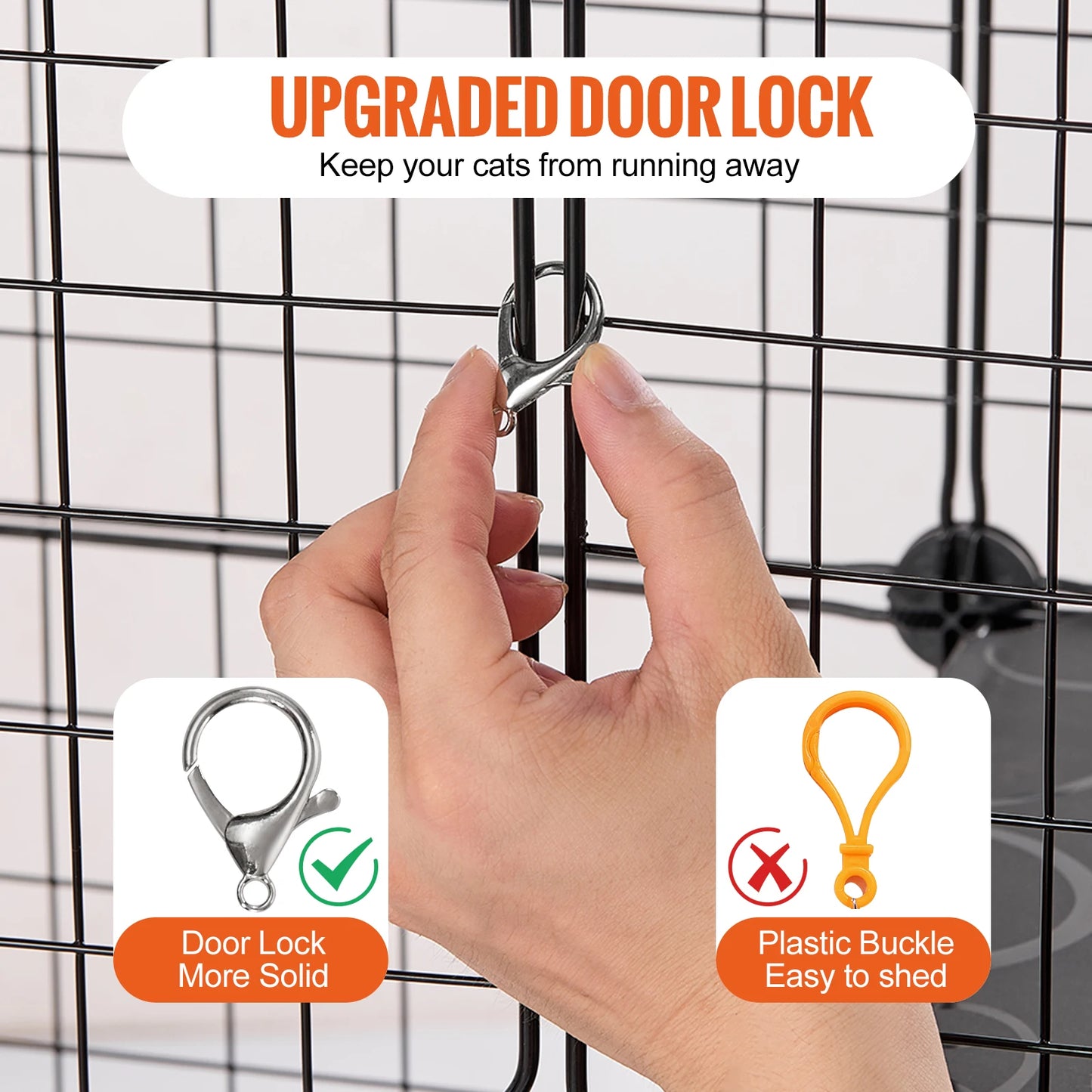 SucceBuy Detachable Metal Wire Cat Cage Enclosure Front Doors