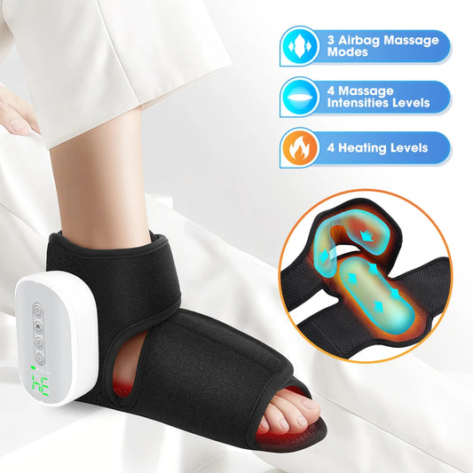Heated Ankle Foot Massager with Air Compression 4 Intensity Levels And 4 Heating for Deep Foot Muscle Relaxation