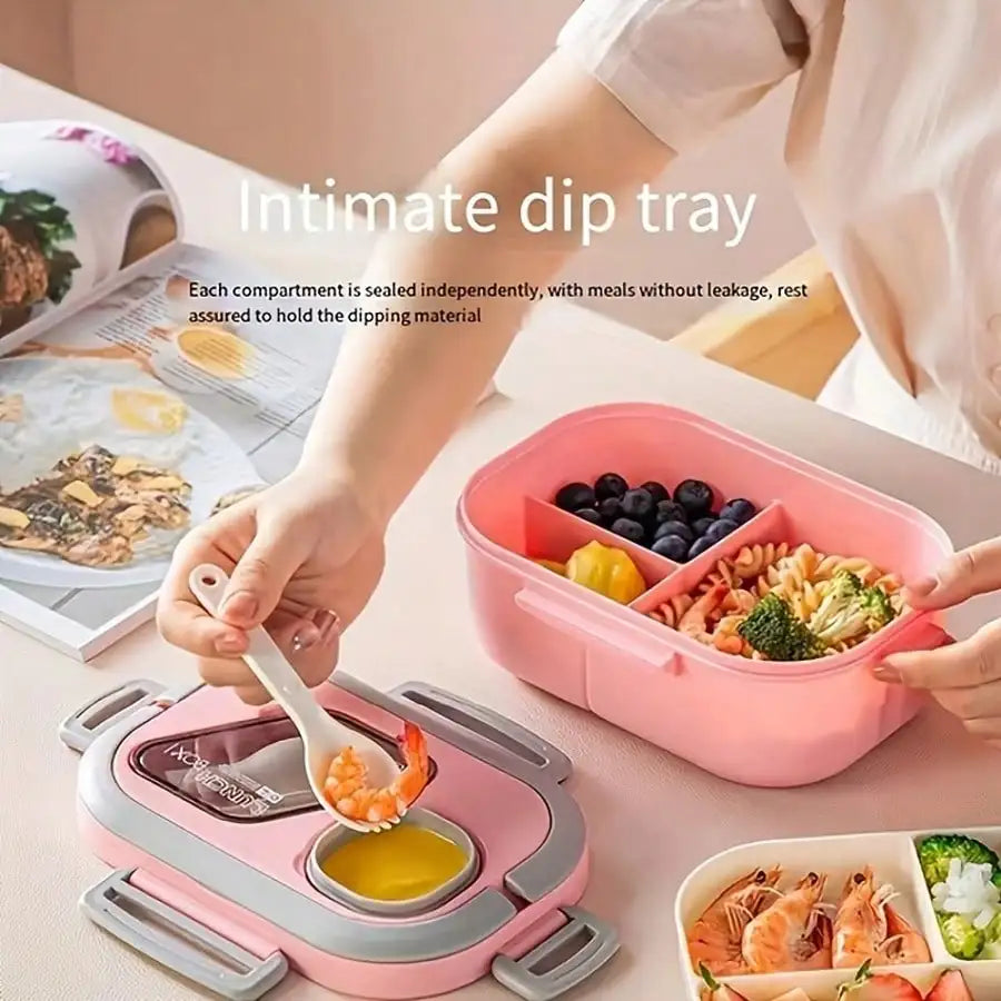 Bento Salad Bowl with Forks and Sauce Cup