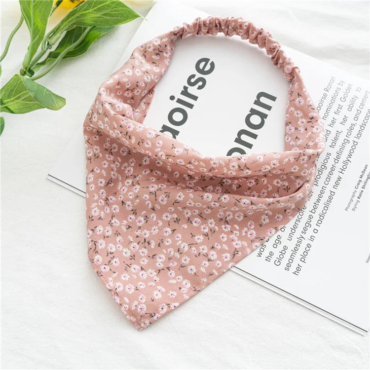 Summer Vintage Print Flower Beach Bandana Hair Scarf Fashion Elastic Rubber Headbands for Women Girl Hair Accessories