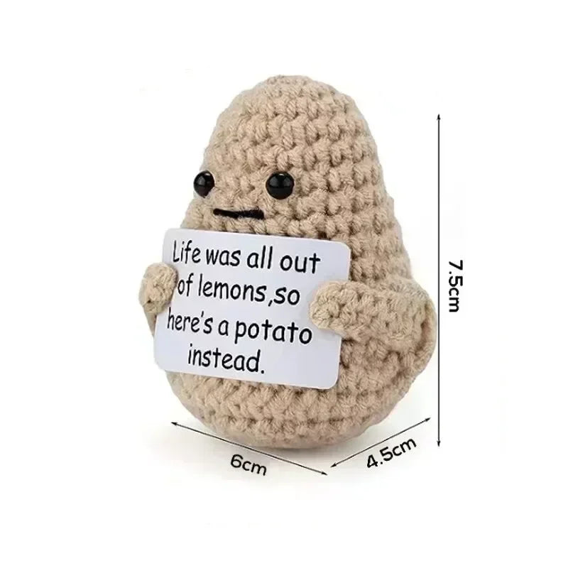 Positive Energy Potato Hug Plush Doll Handmade Wool Knit Gift
