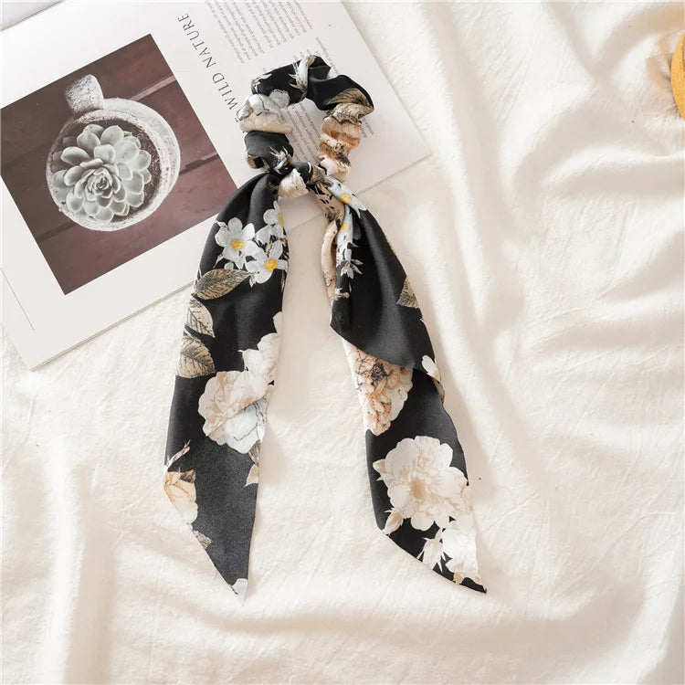 Summer Vintage Print Flower Beach Bandana Hair Scarf Fashion Elastic Rubber Headbands for Women Girl Hair Accessories